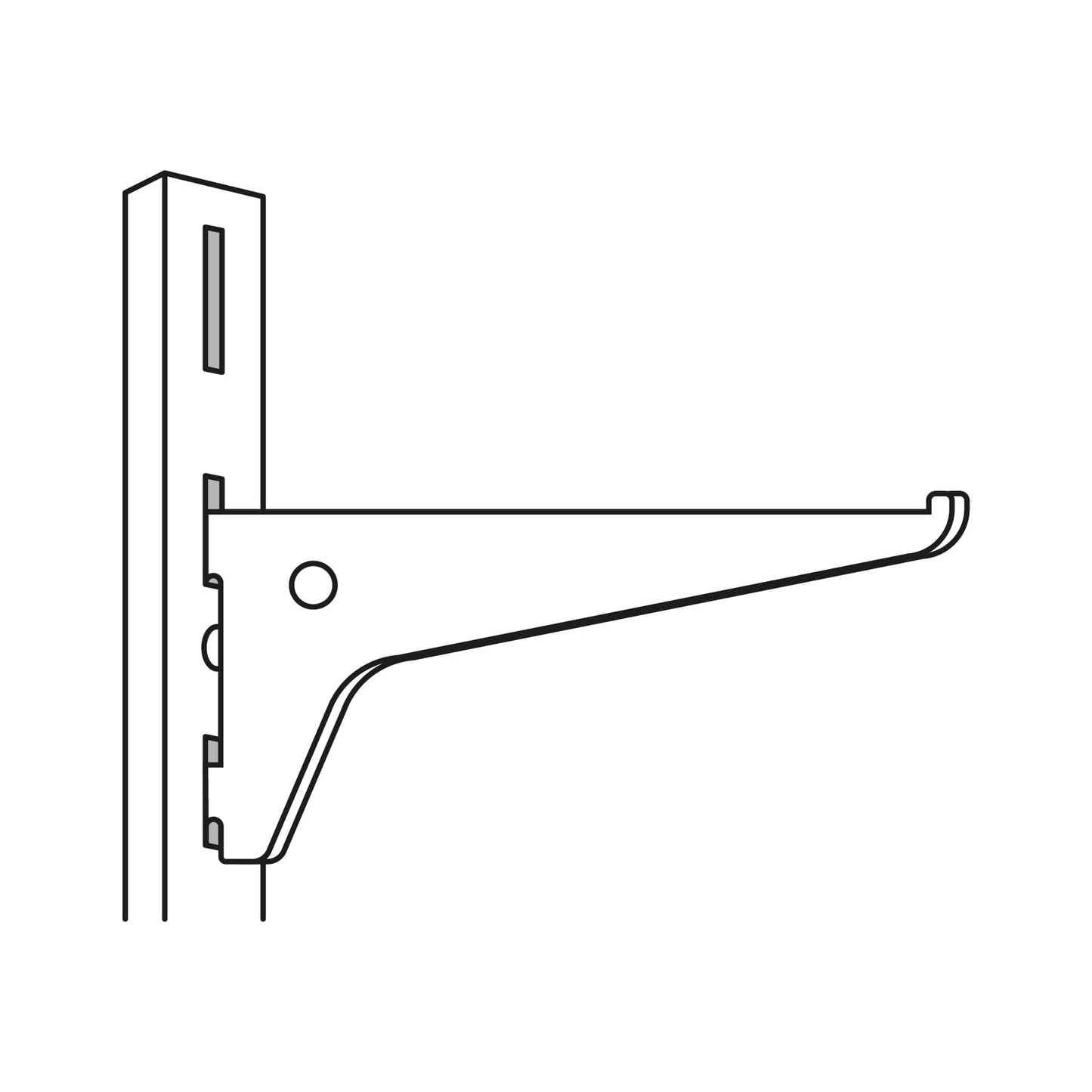 Ménsula plana blanca para cremallera sencilla, 30cm, Fiero SOMO-12MS 47709 MM00