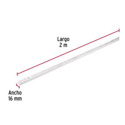 Cremallera sencilla blanca para ménsulas planas, 2m, Fiero SOMO-20CS 47712 MM00