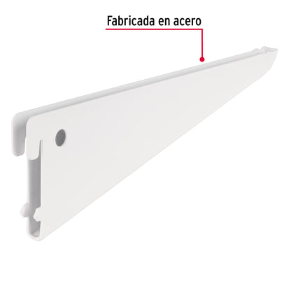 Ménsula plana blanca para cremallera doble, 22cm, Fiero SOMO-8MD 47713 MM00