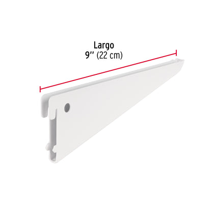 Ménsula plana blanca para cremallera doble, 22cm, Fiero SOMO-8MD 47713 MM00