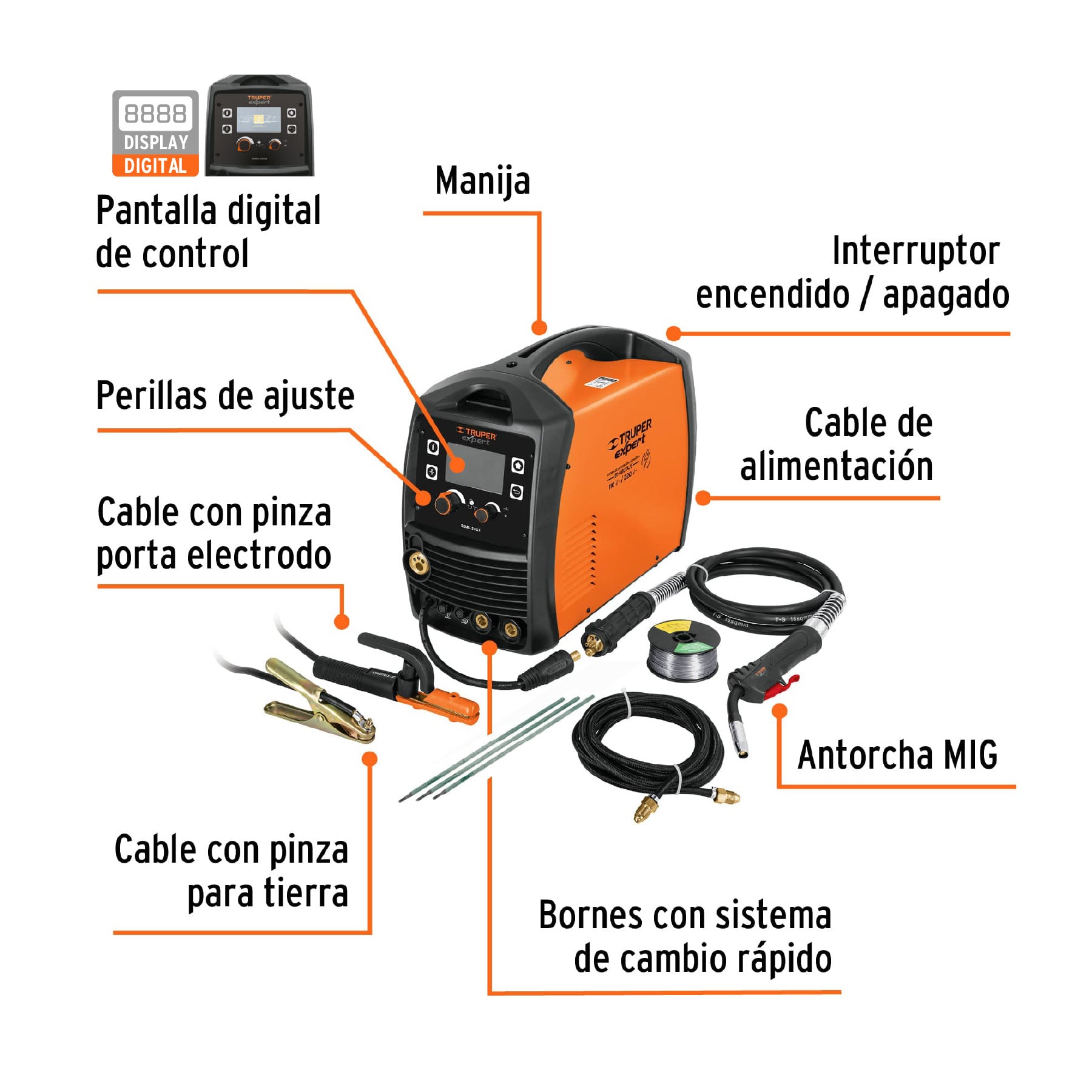 Soldadora multiproceso de 200 A, Truper Expert SOMU-200X 17258 MM1