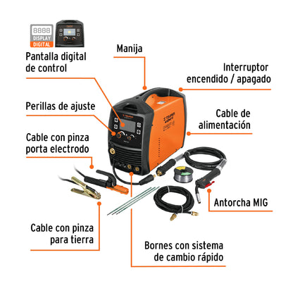 Soldadora multiproceso de 200 A, Truper Expert SOMU-200X 17258 MM1