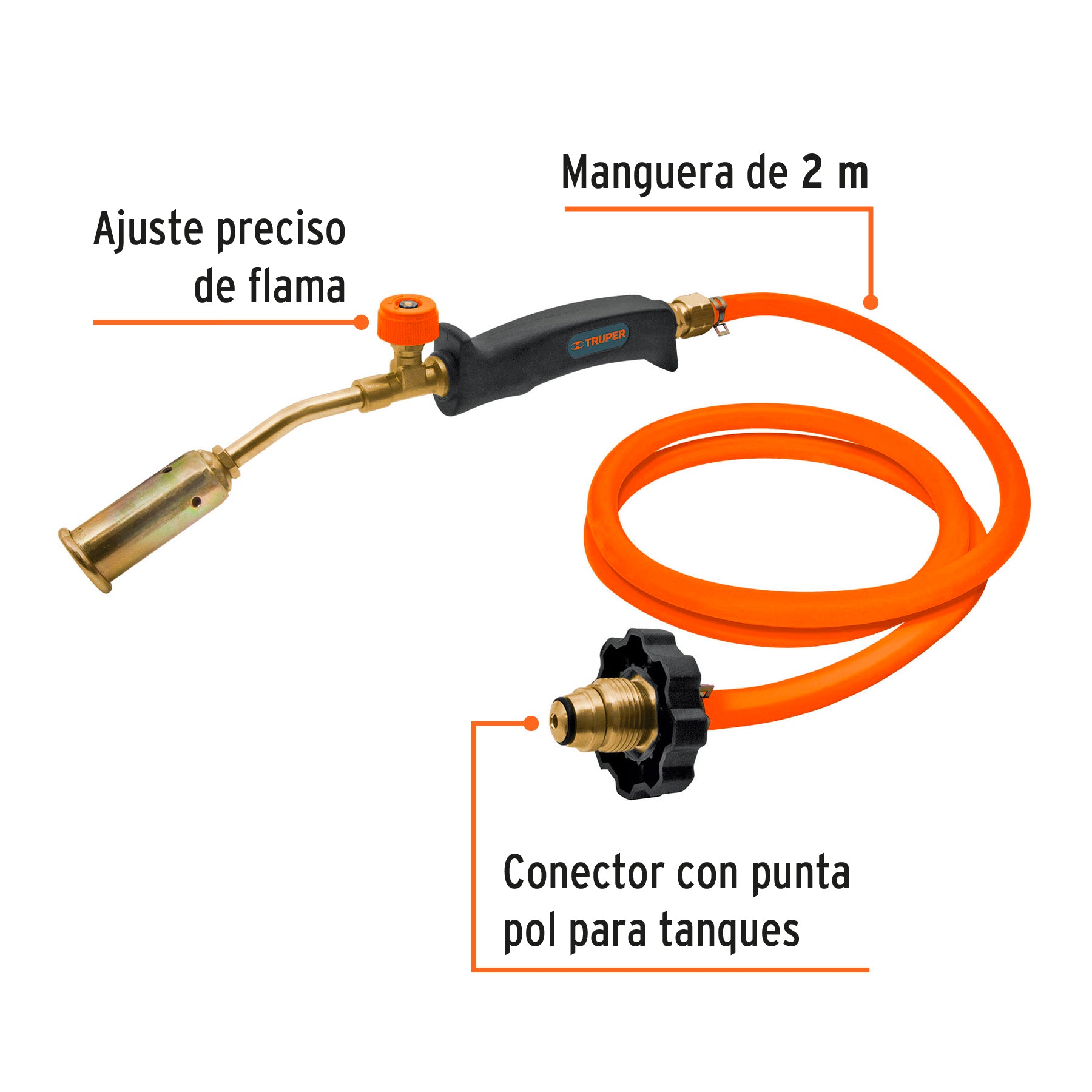 Soplete con manguera para gas, 200 PSI, Truper SOP-200 16920 MM00