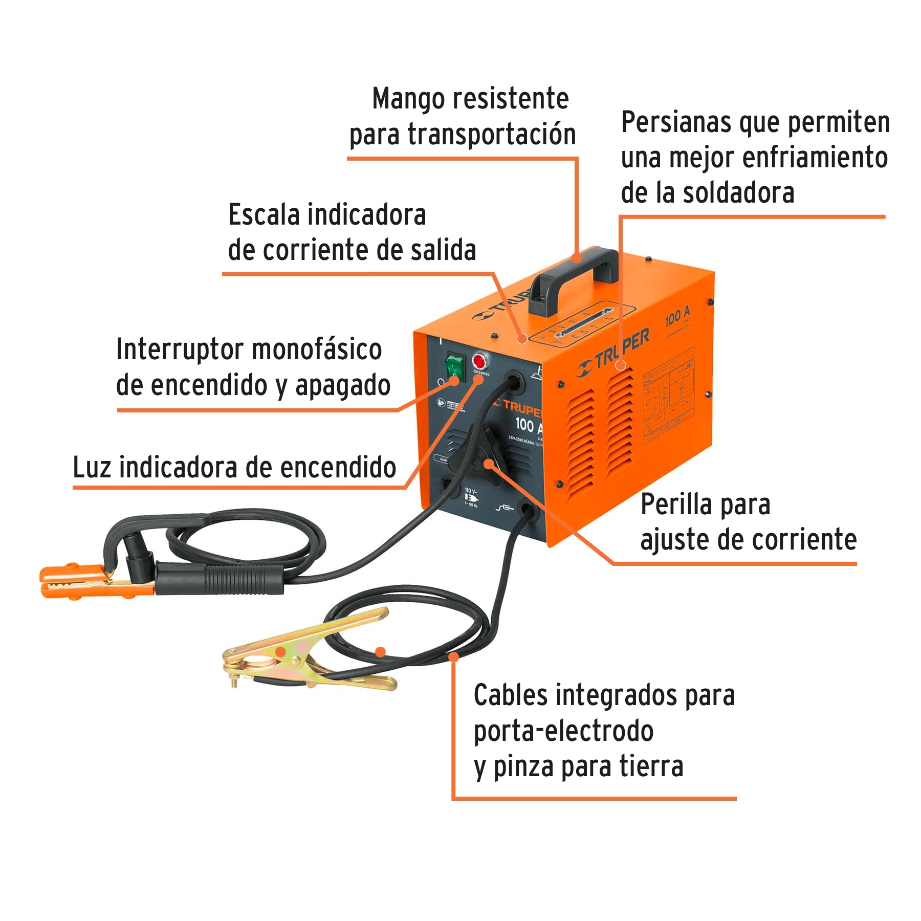 Soldadora arco eléctrico, corriente alterna 90 A, Truper SOT-100 14350 MM0