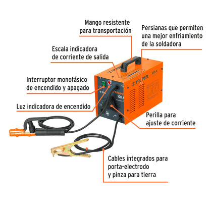 Soldadora arco eléctrico, corriente alterna 90 A, Truper SOT-100 14350 MM0