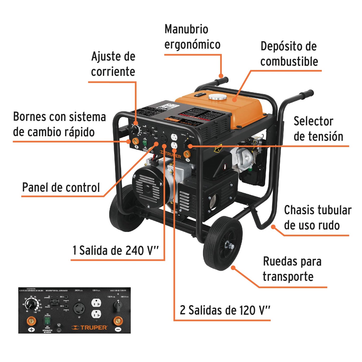 Soldadora a gasolina 145 A con generador, Truper SOT-145G 14358 MM1