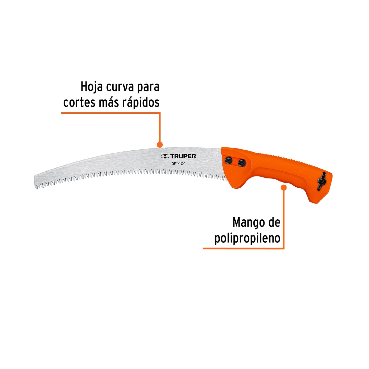 Serrucho de poda 12' hoja curva 6 DPP mango plástico, Truper SPT-12P 101389 MM00