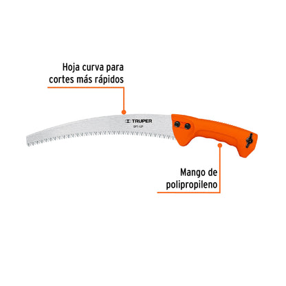 Serrucho de poda 12' hoja curva 6 DPP mango plástico, Truper SPT-12P 101389 MM00