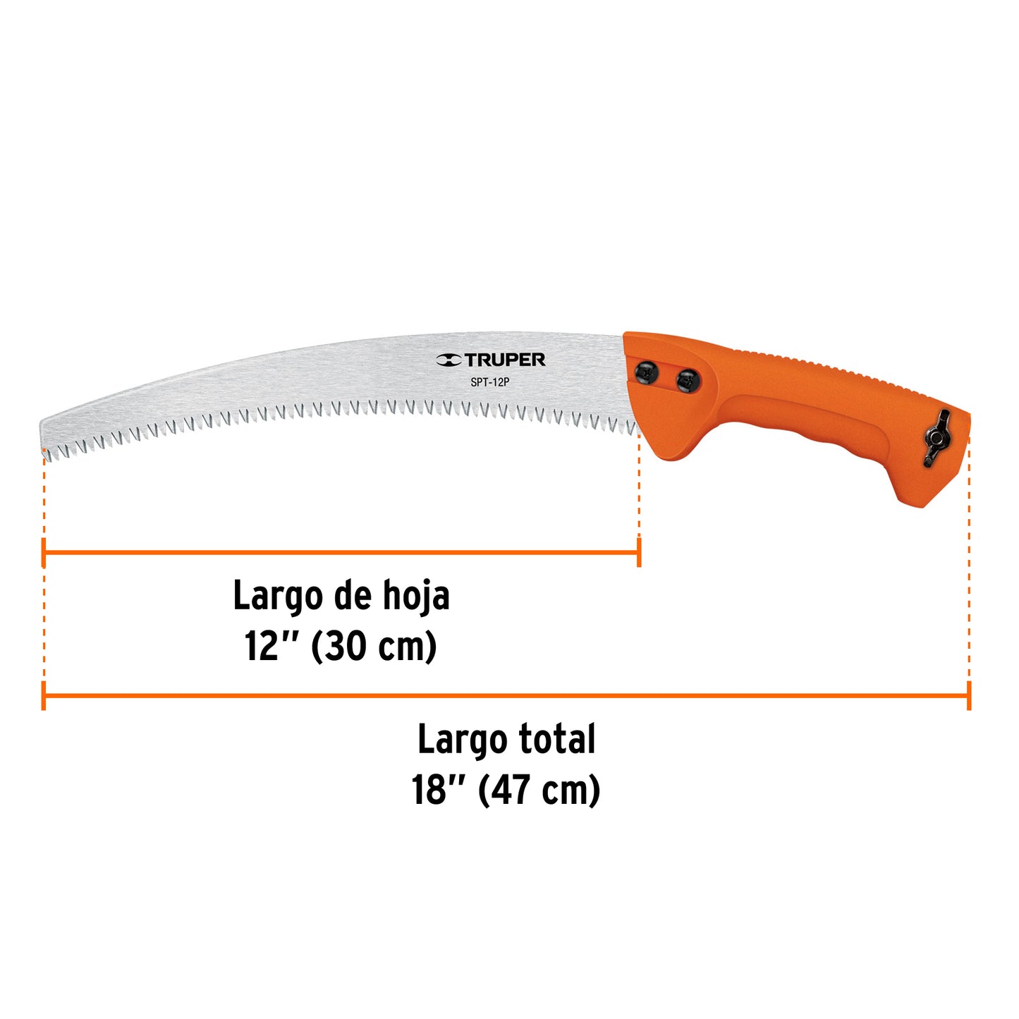 Serrucho de poda 12' hoja curva 6 DPP mango plástico, Truper SPT-12P 101389 MM00