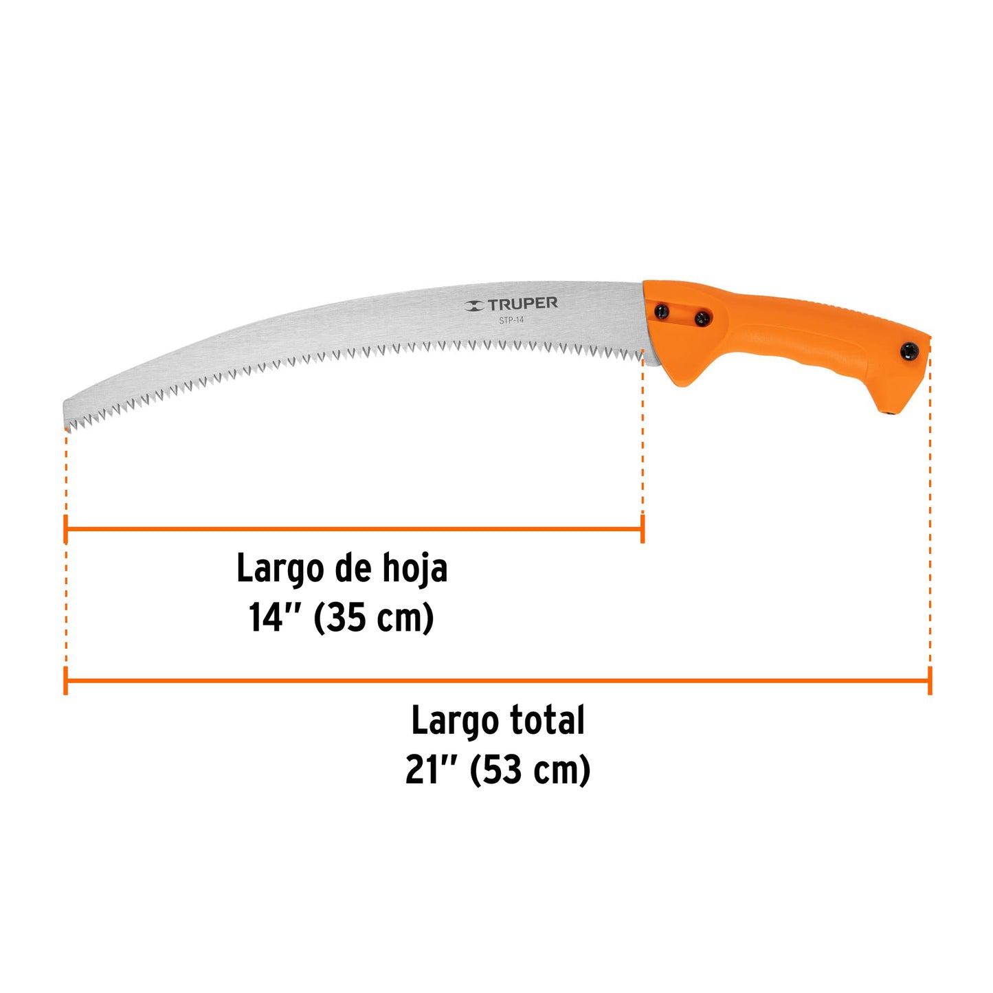 Serrucho de poda 14' hoja curva 6 DPP mango plástico, Truper SPT-14P 101430 MM00