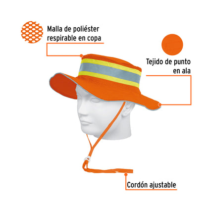 Sombrero naranja alta visibilidad con reflejante, Truper SR-600N 14009 MM00