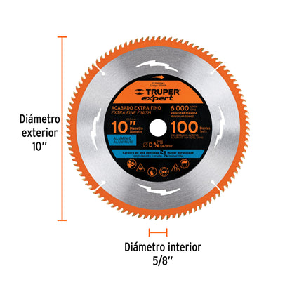 Disco sierra 10' p/aluminio, 100 dientes centro 5/8', Expert ST-10100AX 100109 MM00