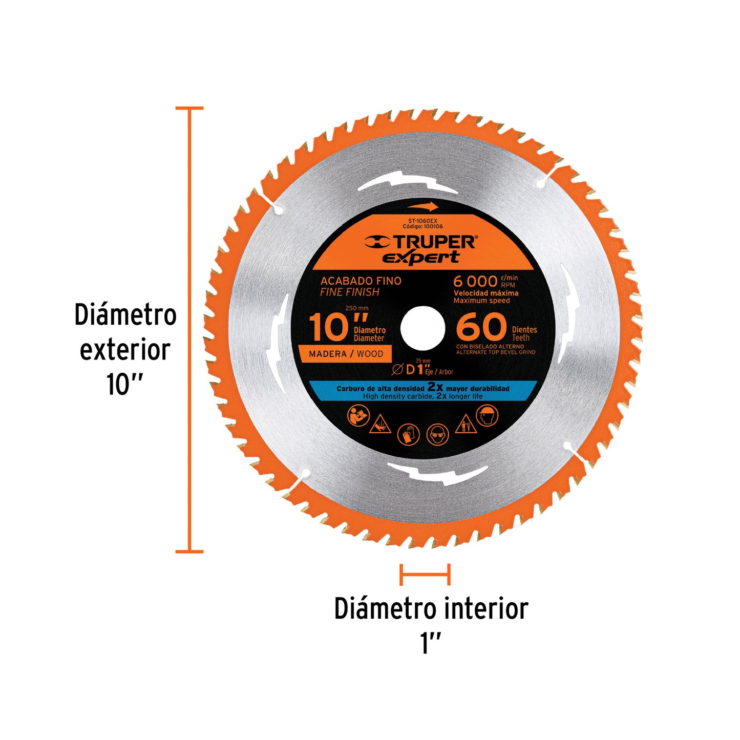 Disco sierra 10' para madera, 60 dientes centro 1', Expert ST-1060EX 100106 MM00