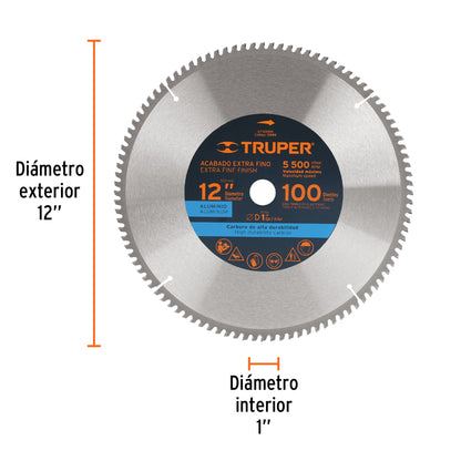 Disco sierra 12' para aluminio, 100 dientes centro 1' ST-12100A 12686 MM00