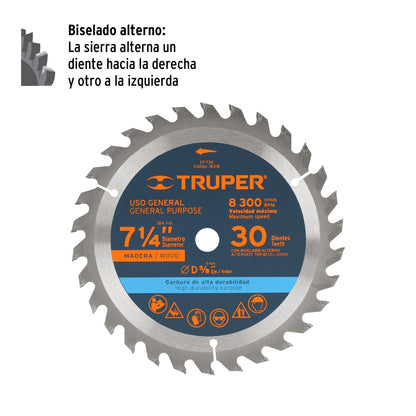 Disco sierra 7- 1/4' para madera, 30 dientes centro 5/8' ST-730 18318 MM00