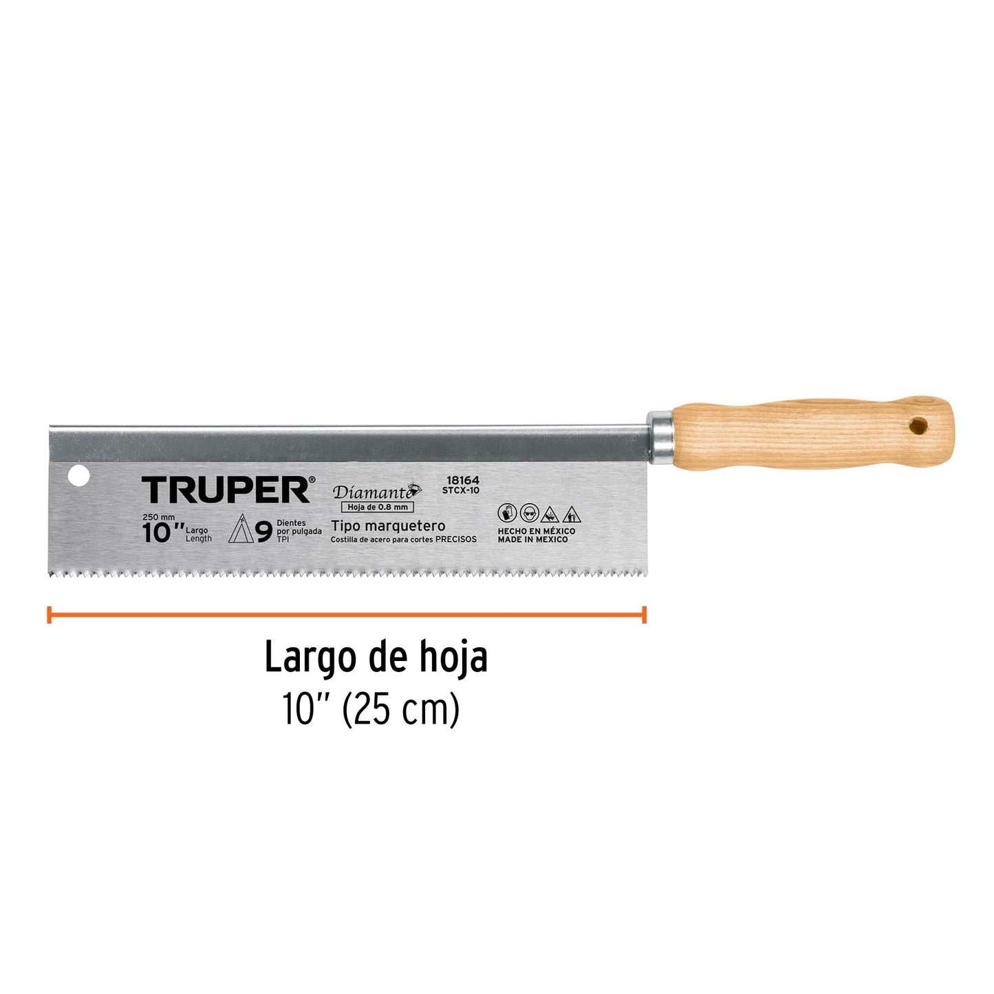 Serrucho tipo marquetero 10', 9 DPP, Truper STCX-10 18164 MM00