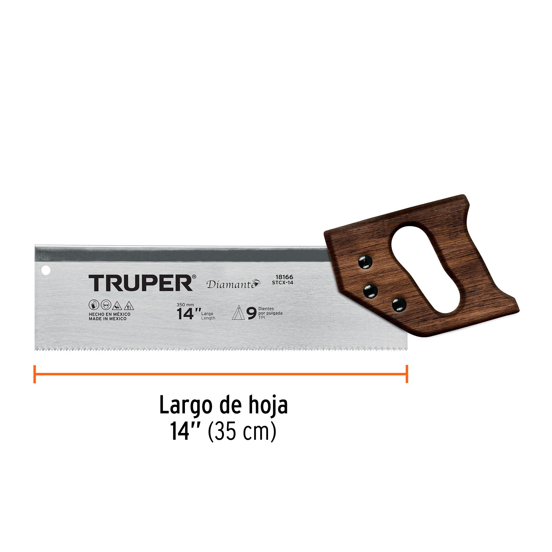 Serrucho de costilla 14' Diamante, 9 DPP, Truper STCX-14 18166 MM00