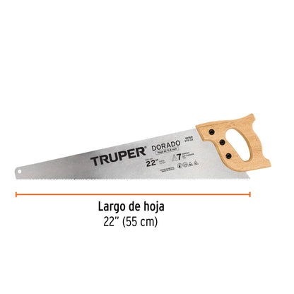 Serrucho 22' Dorado, 7 DPP, Truper STD-22 18169 MM00