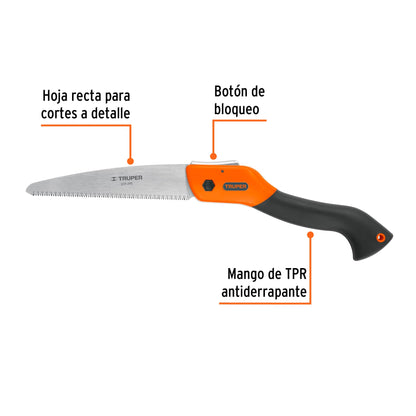 Serrucho plegable 7' hoja recta 11 DPP mango plástico,Truper STP-7PR 100197 MM00