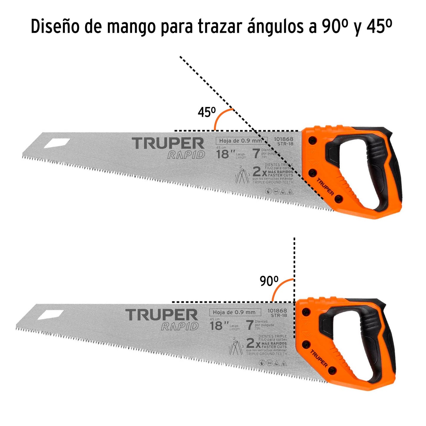 Serrucho Rapid 18', 7 DPP, mango Comfort grip, Truper STR-18 101868 MM00