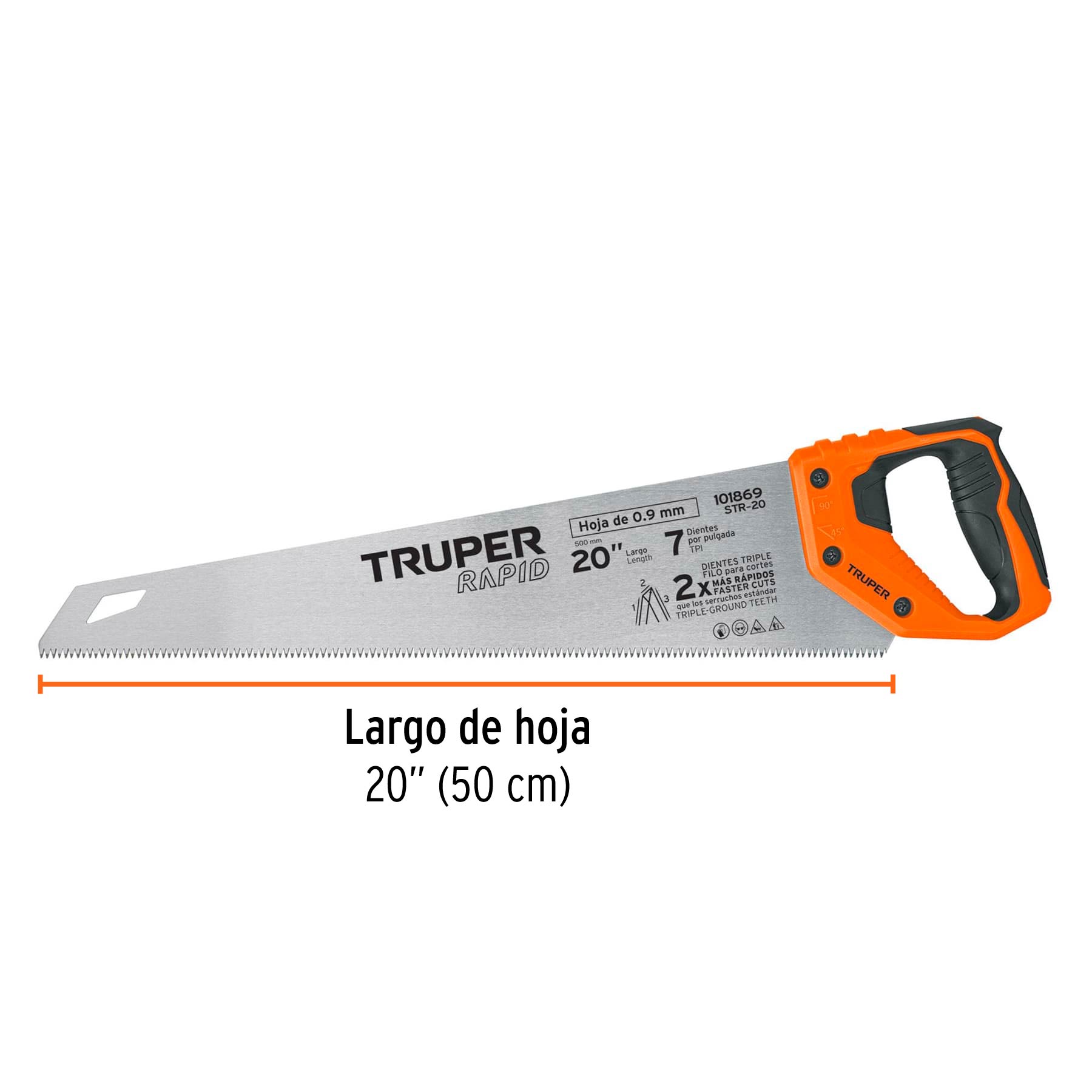 Serrucho Rapid 20', 7 DPP, mango Comfort grip, Truper STR-20 101869 MM00