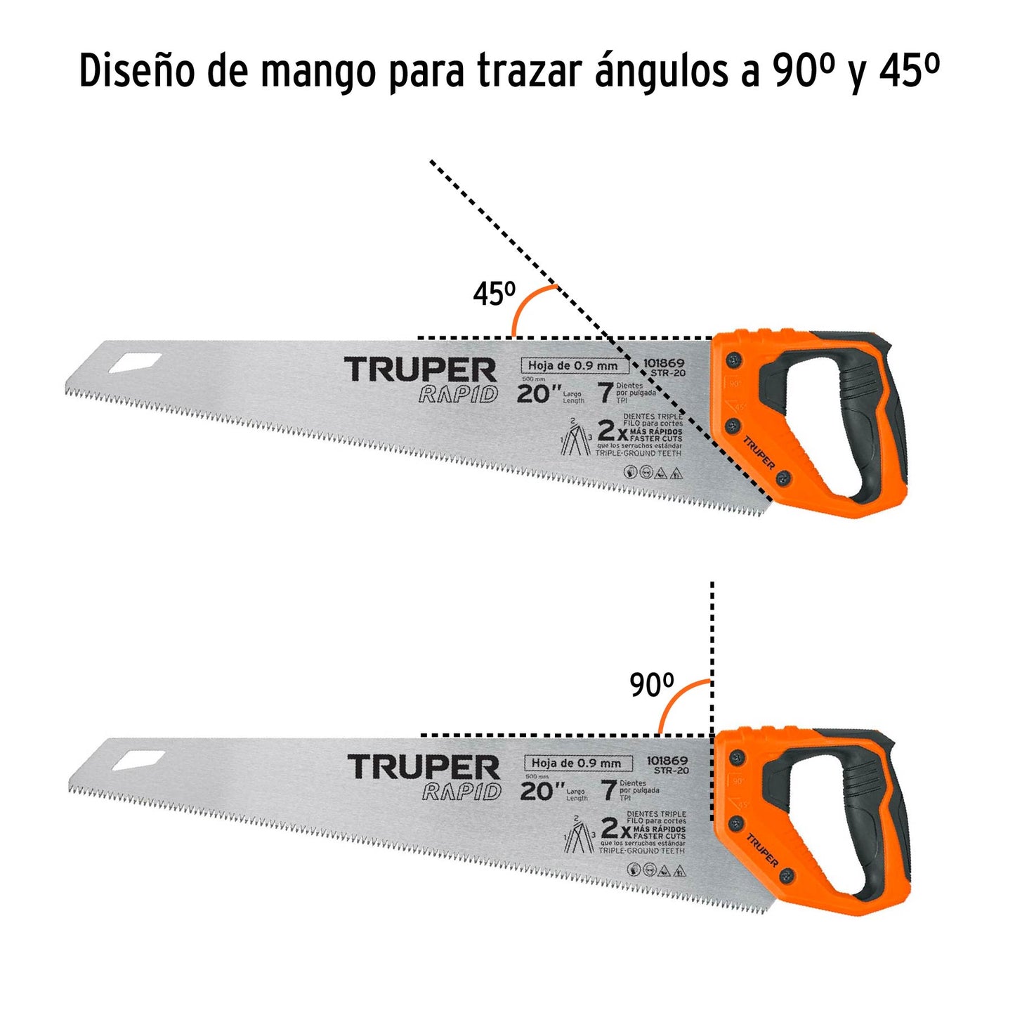 Serrucho Rapid 20', 7 DPP, mango Comfort grip, Truper STR-20 101869 MM00