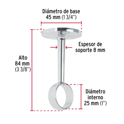 Soporte central para tubo redondo de clóset, Hermex STR-3 48976 MM00