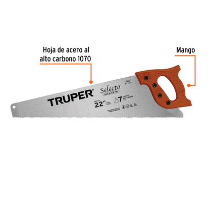 Serrucho 22' Selecto, 7 DPP, Truper STX-22 18160 MM00