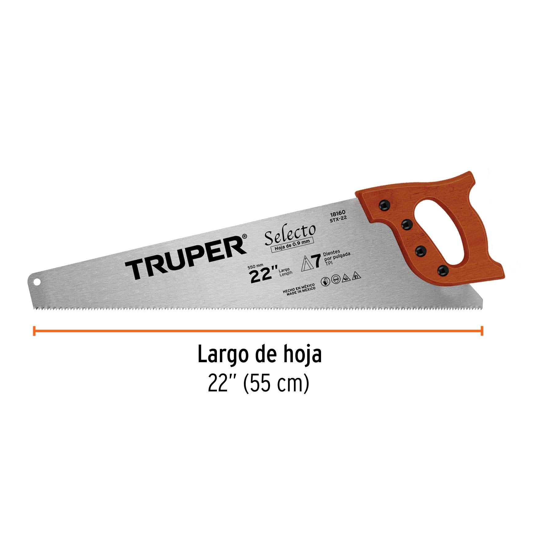 Serrucho 22' Selecto, 7 DPP, Truper STX-22 18160 MM00