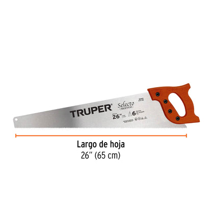 Serrucho 26' Selecto, 6 DPP, Truper STX-26 18162 MM00