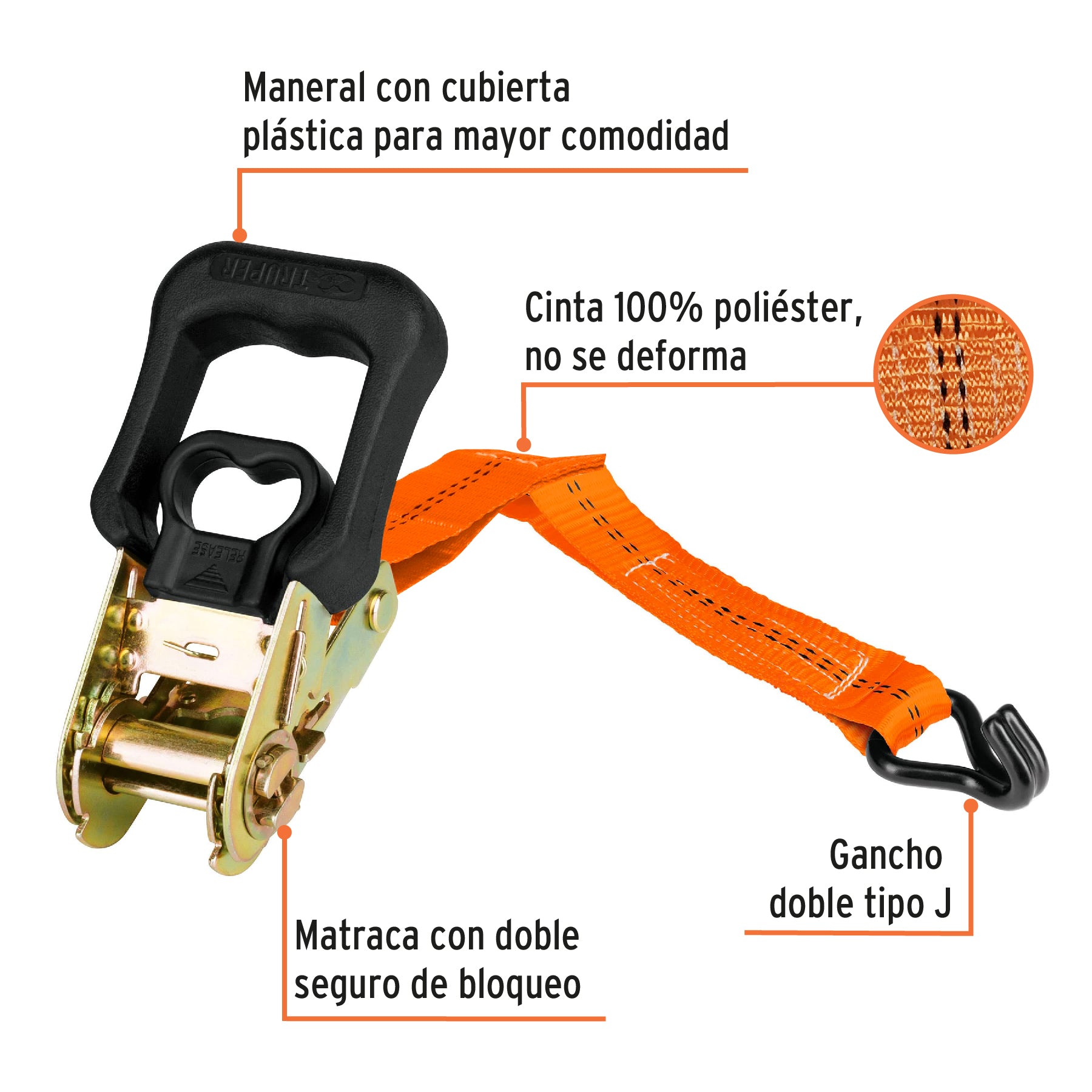 Juego de 4 sujetadores con matraca carga máxima 1000 kg SU-1000C4 101741 MM00