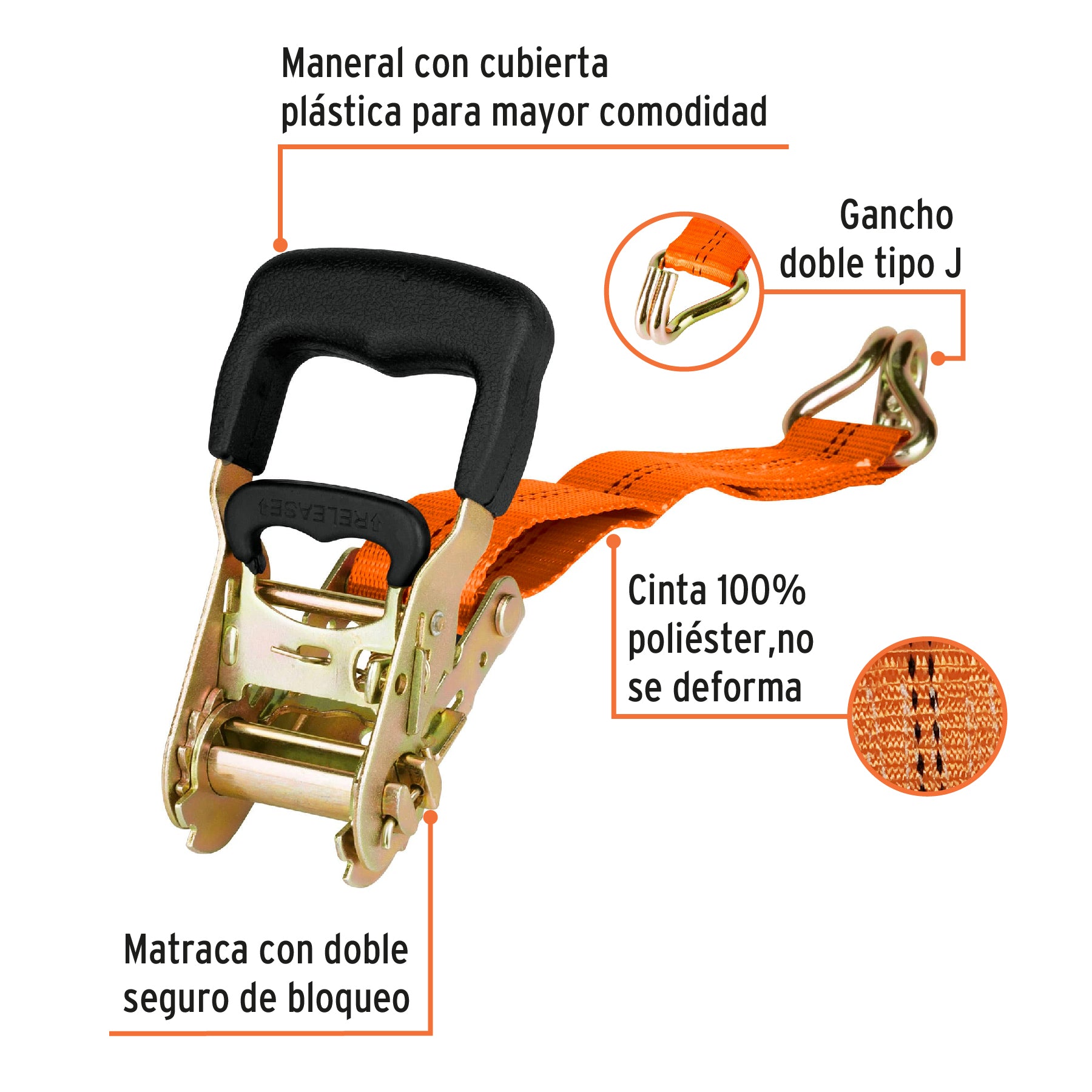 Sujetador con matraca carga máxima 2250 kg, Truper SU-2250C 19283 MM00