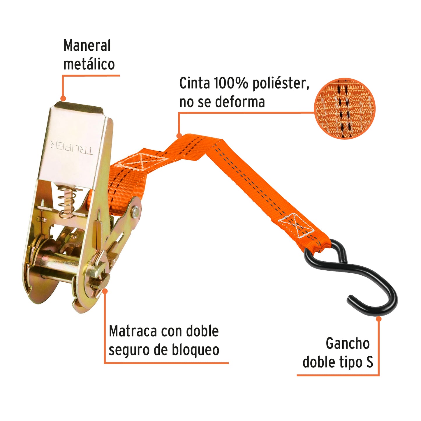 Juego de 2 sujetadores con matraca, carga máxima 408 kg SU-400R 101739 MM00