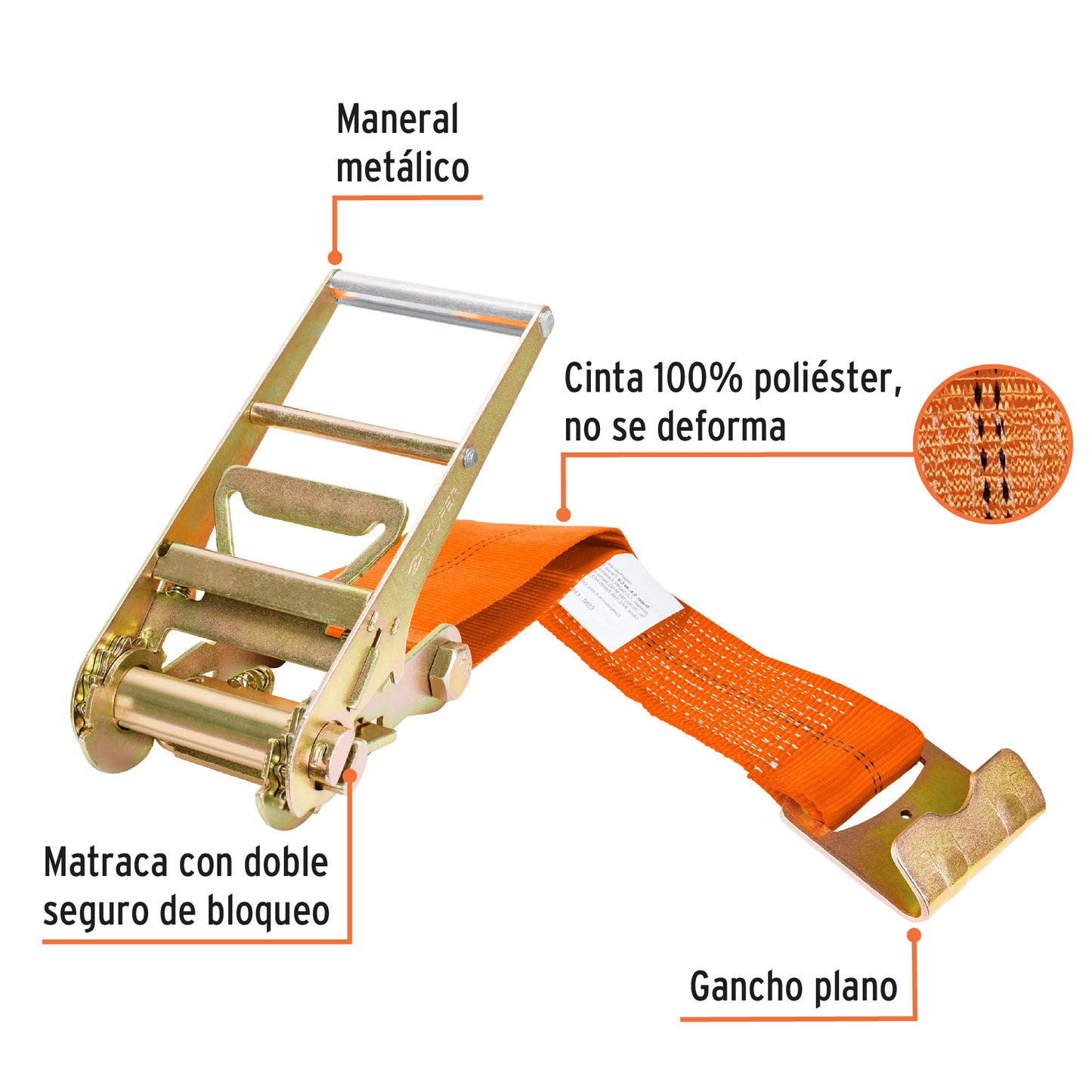 Sujetador con matraca carga máxima 6000 kg, Truper SU-6000 10313 MM00