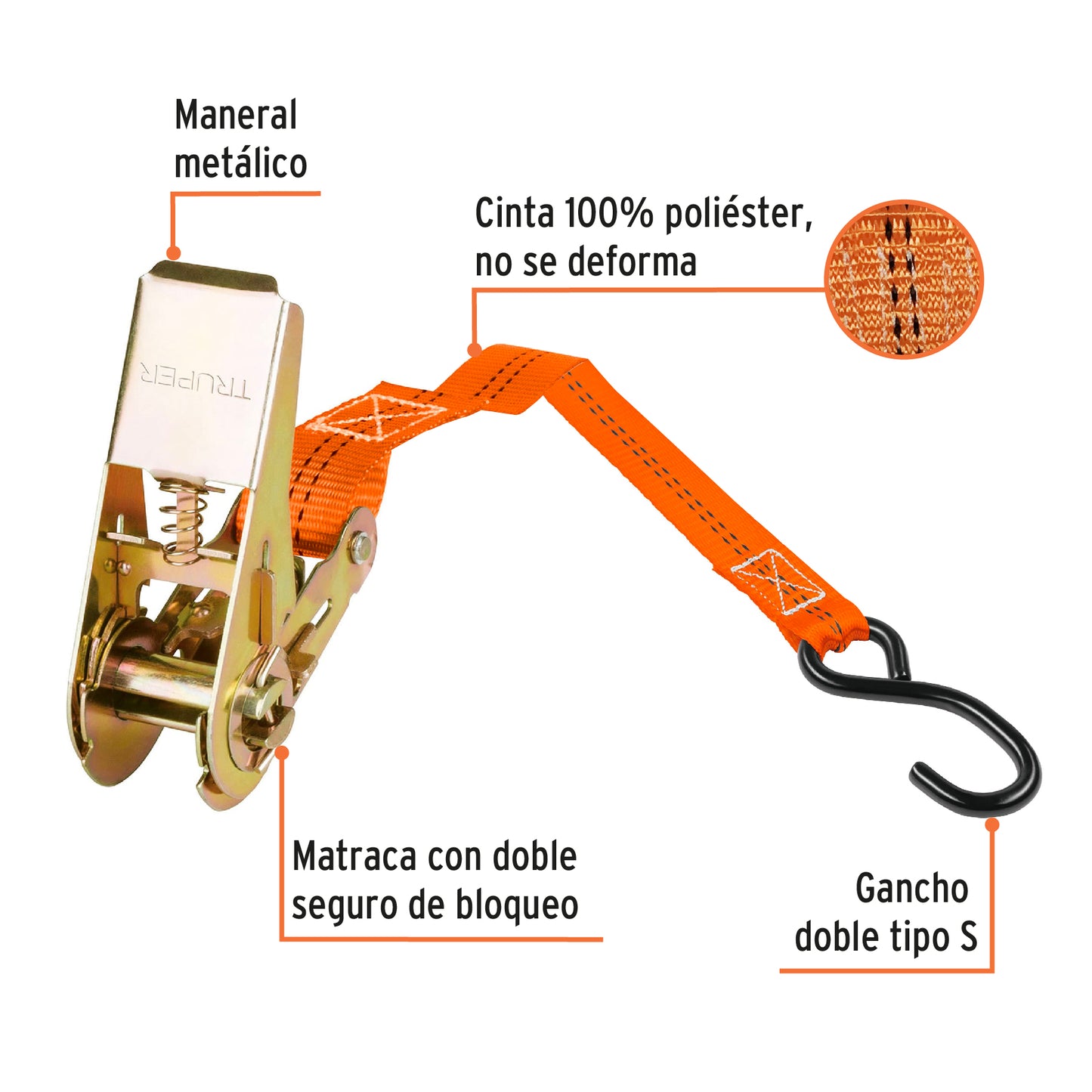 Juego de 4 sujetadores con matraca carga máxima 675 kg SU-675R4 101742 MM00