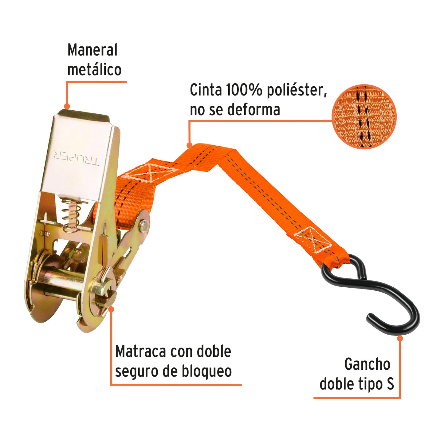 Juego de 2 sujetadores con matraca carga máxima 675 kg SU-675R 19281 MM00