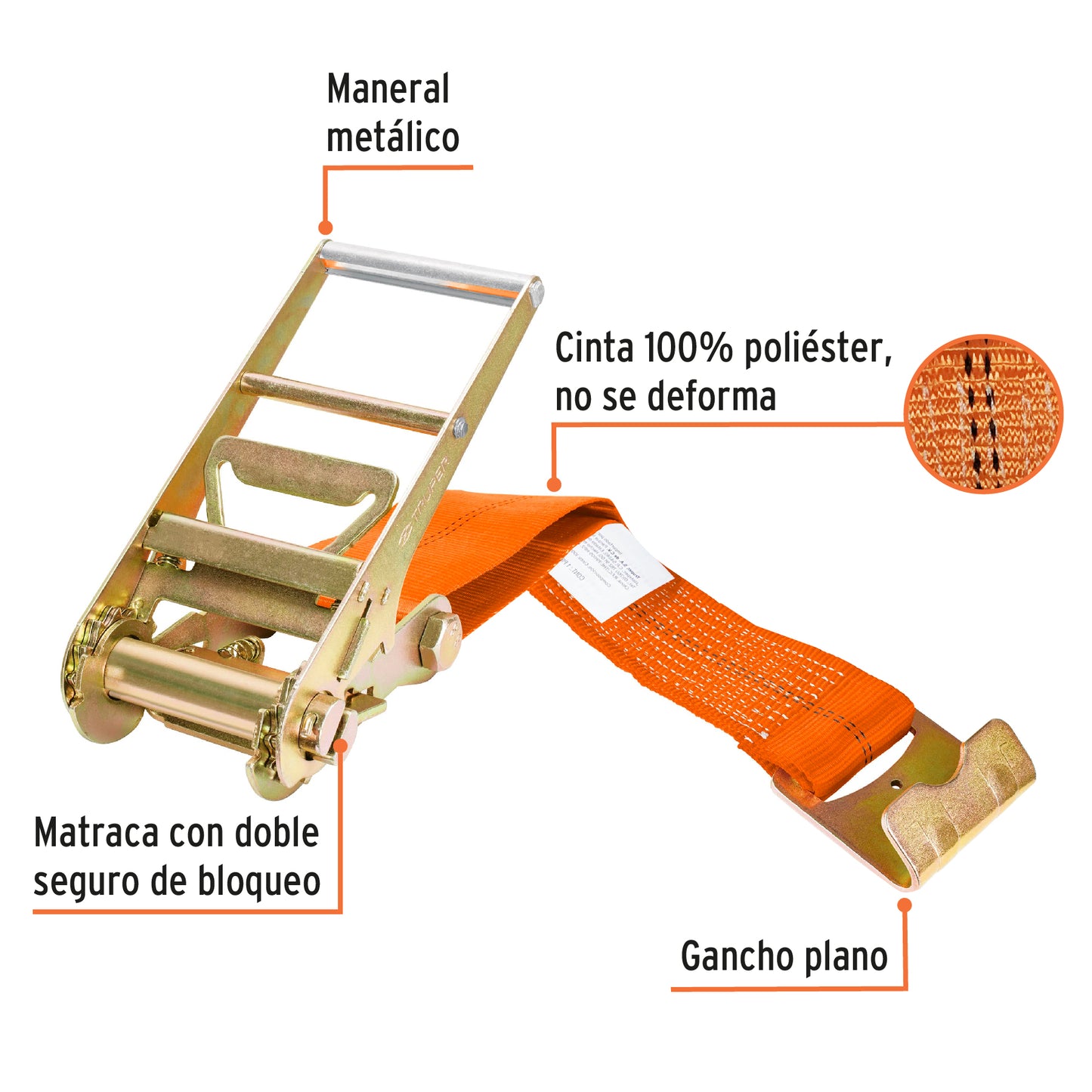 Sujetador con matraca carga máxima 7500 kg, Truper SU-7500 10314 MM00