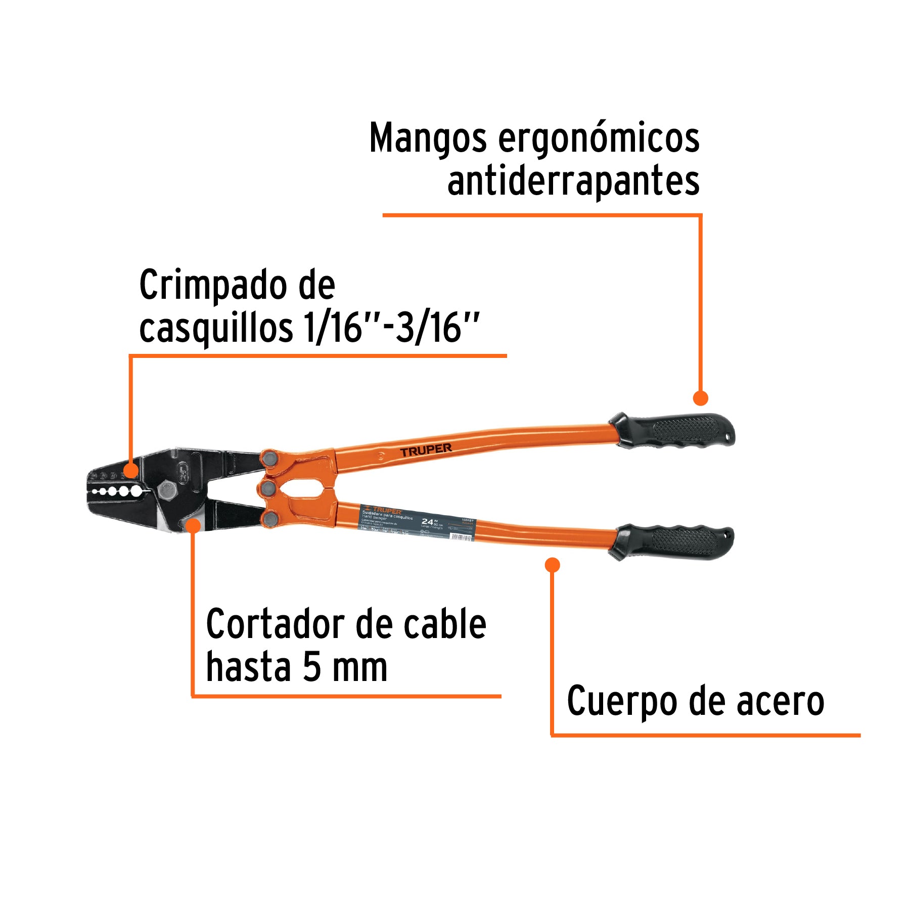 Suajadora 24' para casquillos con cortador de cable, Truper SUCA-24 102487 MM00