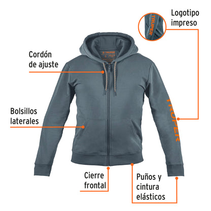 Sudadera gris para caballero, talla CH, Truper SUD-GC-CH 65031 MM3