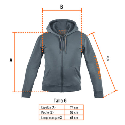 Sudadera gris para caballero, talla G, Truper SUD-GC-G 65033 MM3