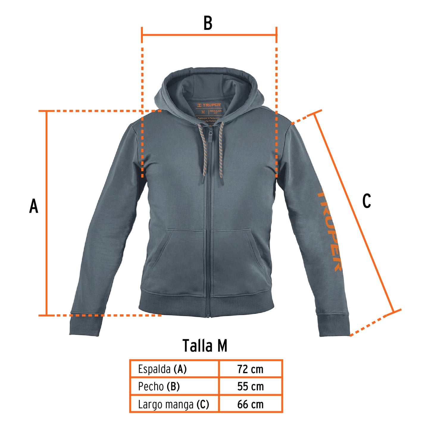 Sudadera gris para caballero, talla M, Truper SUD-GC-M 65032 MM3