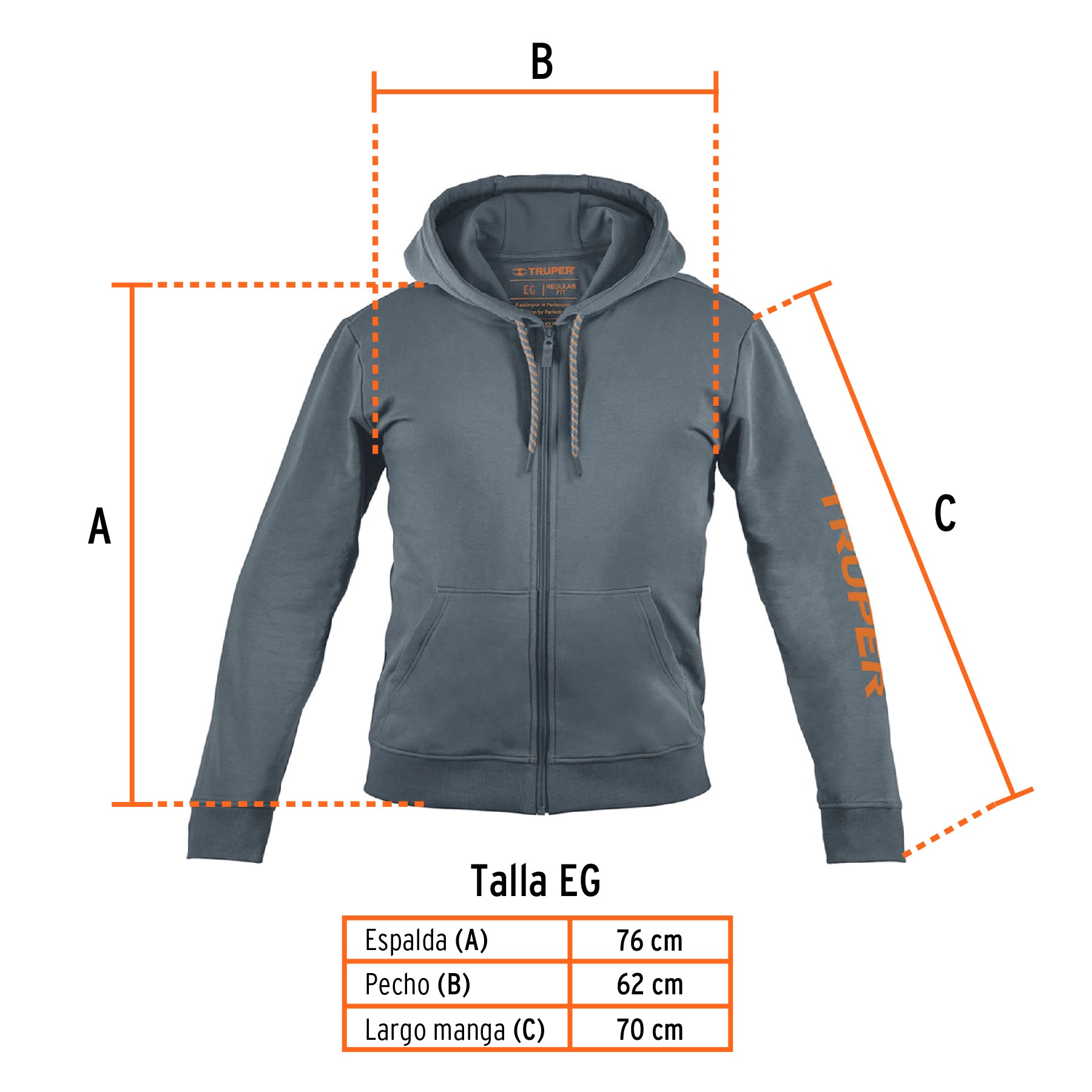 Sudadera gris para caballero, talla EG, Truper SUD-GC-XG 65034 MM3