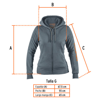 Sudadera gris para dama, talla G, Truper SUD-GD-G 65037 MM3