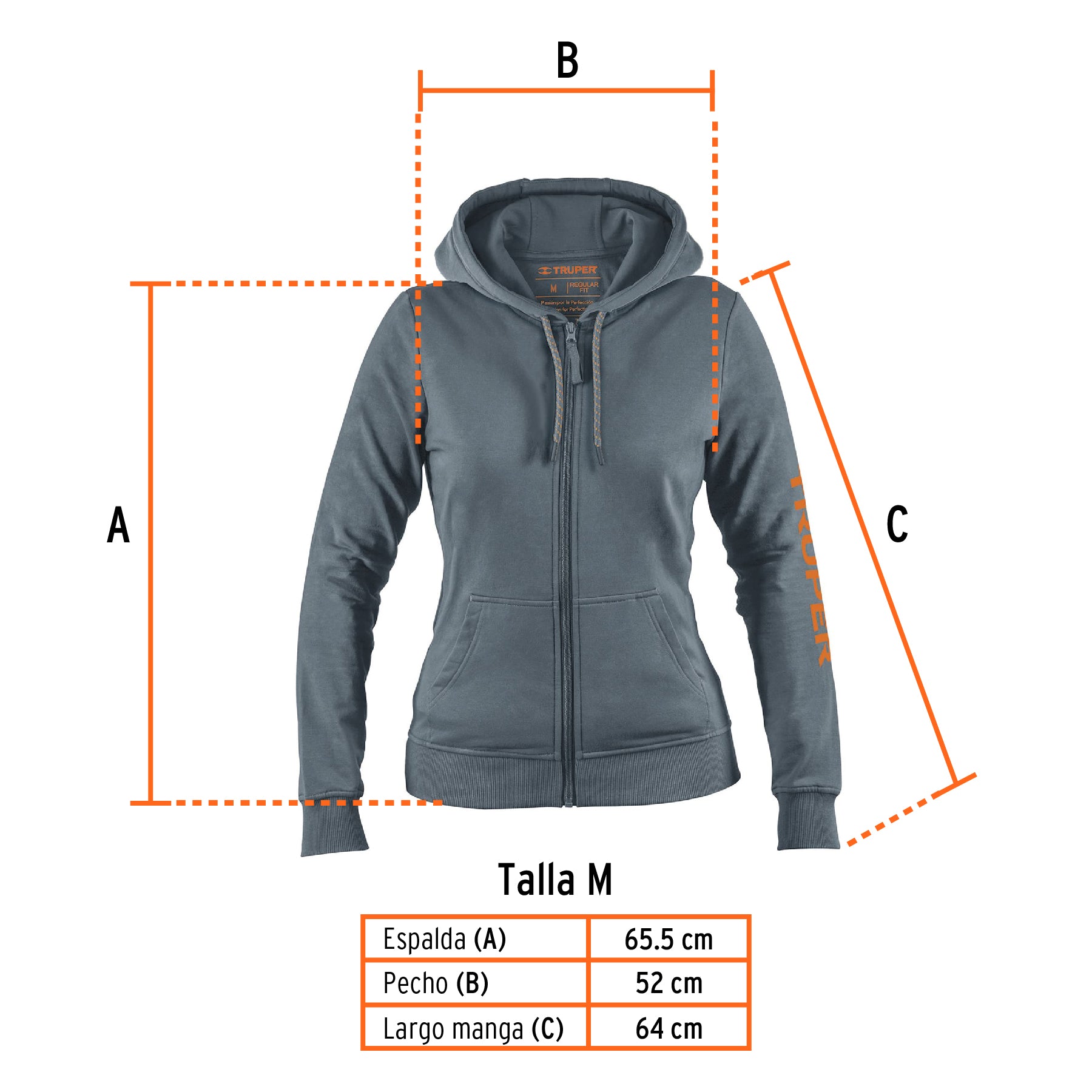 Sudadera gris para dama, talla M, Truper SUD-GD-M 65036 MM3