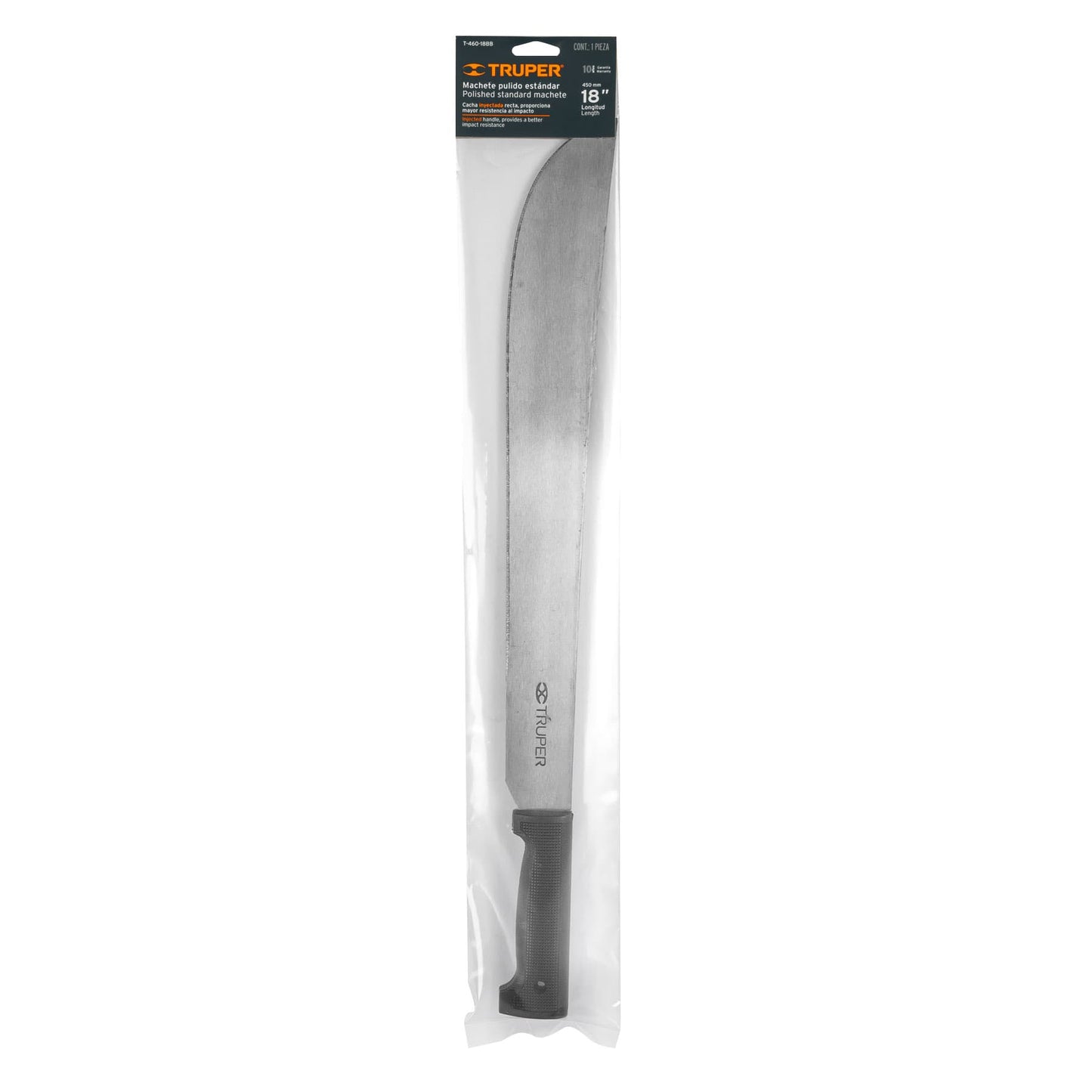 Machete estándar 18' cacha negra inyectada, en bolsa, Truper T-460-18BB 10256 MM1