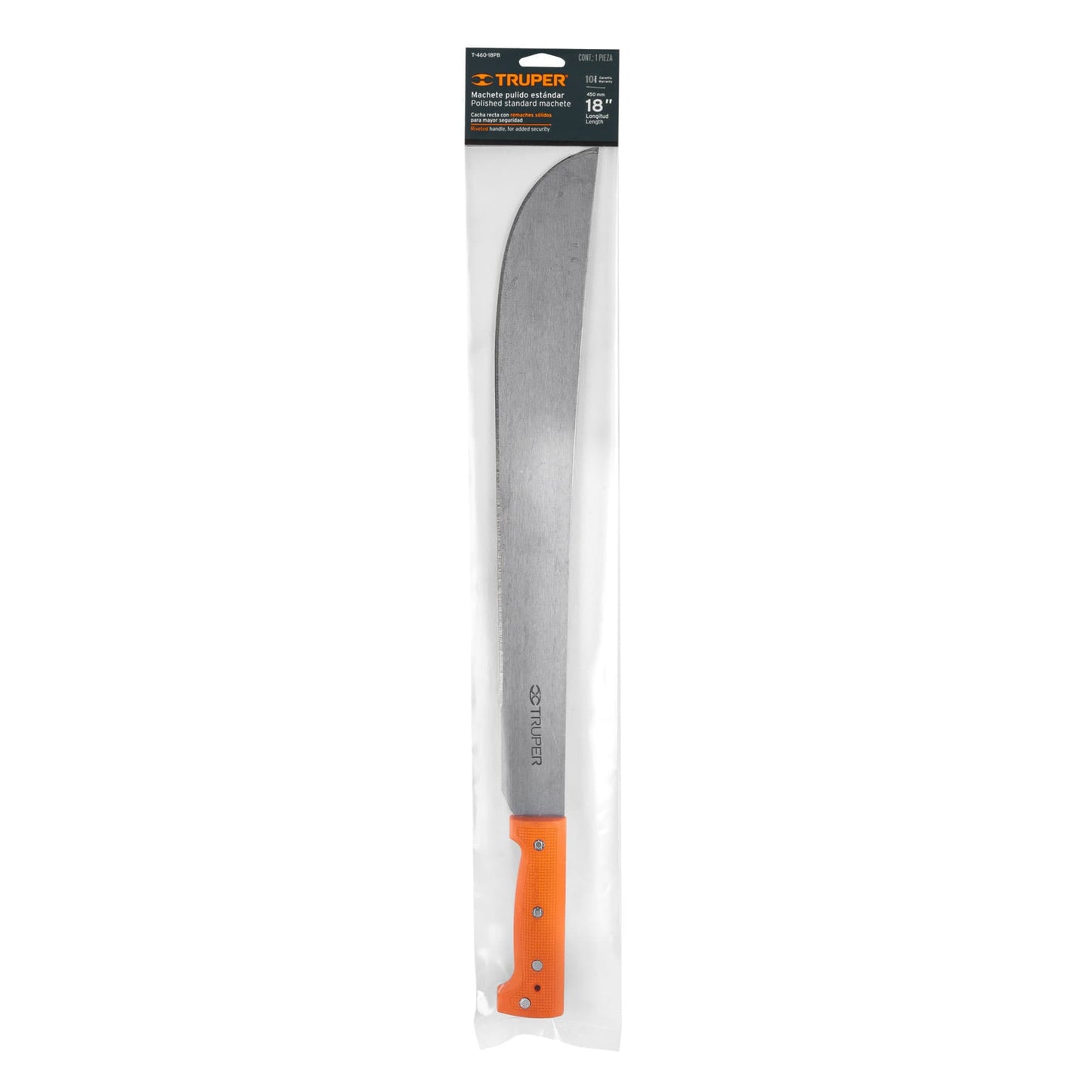 Machete estándar 18' cacha naranja remachada, en bolsa T-460-18PB 15892 MM1