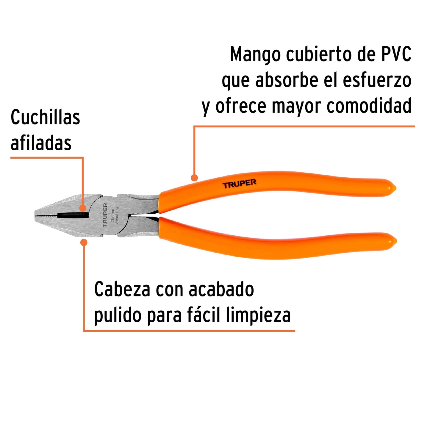 Pinza para electricista 9' mango de PVC, Truper T200-9 100579 MM00