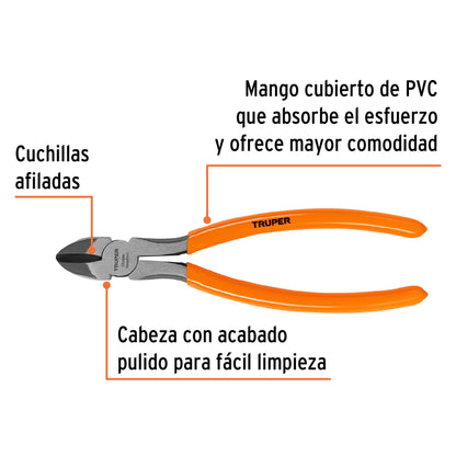 Pinza de corte diagonal 8' mango de PVC, Truper T202-8 12353 MM00