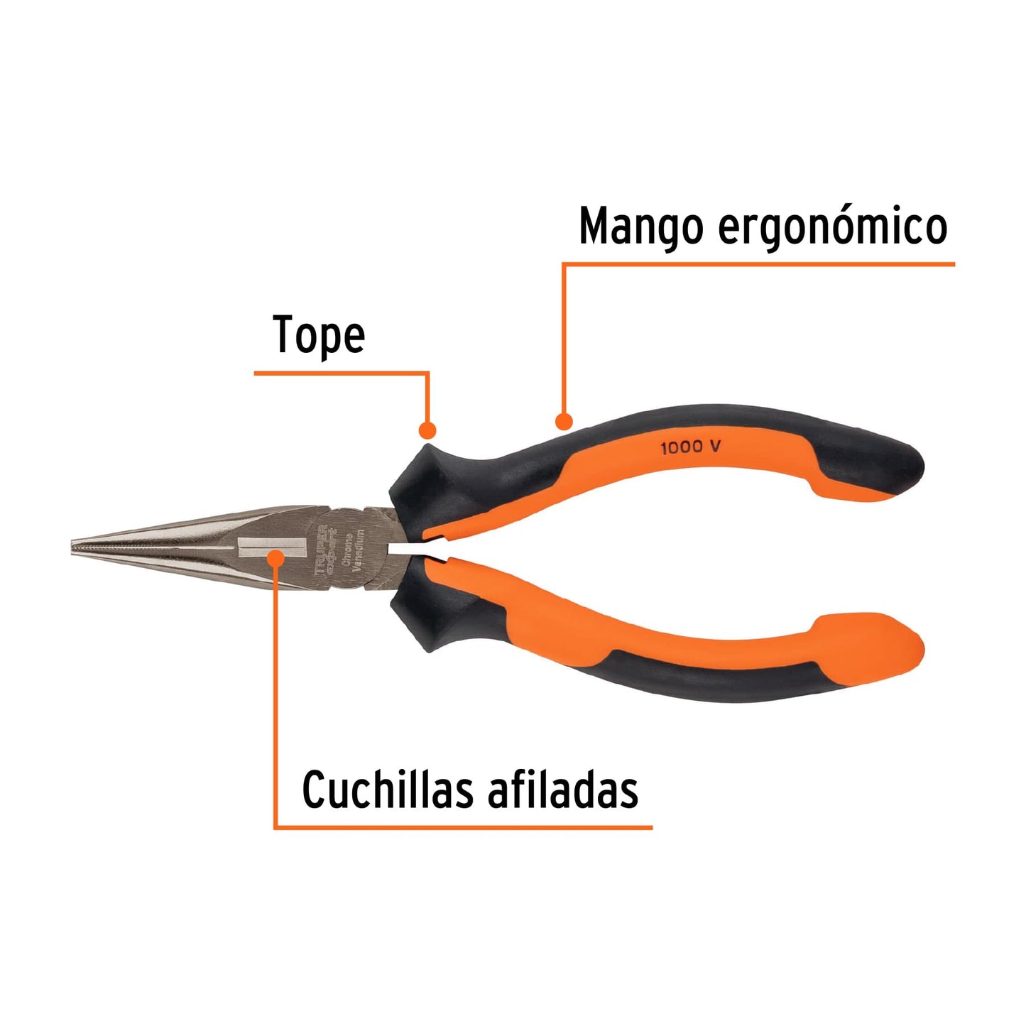 Pinza punta y corte 6' mango Comfort Grip, Truper Expert T203-6X 17334 MM00