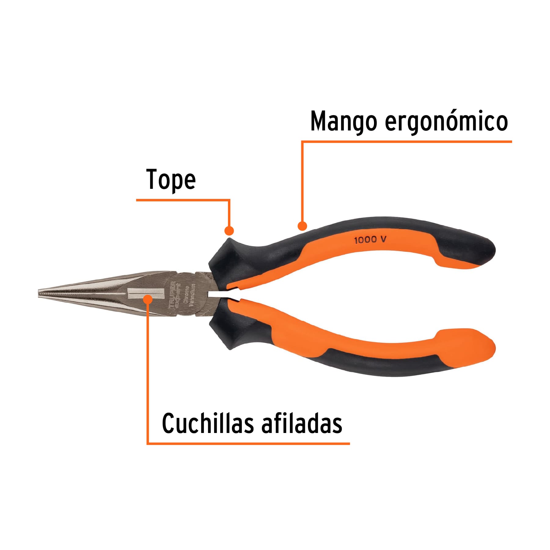 Pinza punta y corte 6' mango Comfort Grip, Truper Expert T203-6X 17334 MM00